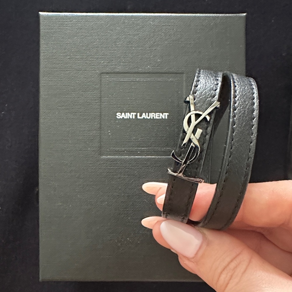 Saint Laurent Black Leather Bracelet